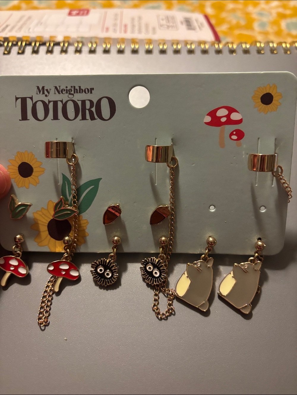 Hot Topic My Neighbor Totoro Earring Ear Cuffs Lot Set Card Mushrooms Anime